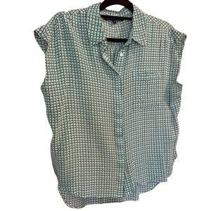 Silk Green Pattered Short Sleeve Blouse // Sportscraft Women's Size 14